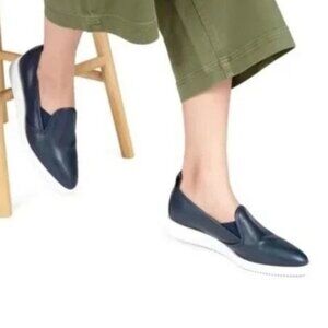 NWOT Everlane Leather Street Shoe Navy Blue Loafers Flats Made in Italy 10